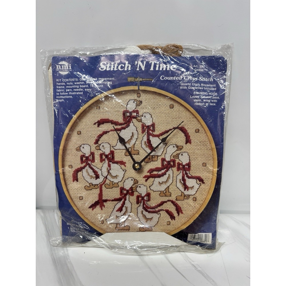 New Vintage Needlemagic Stitch 'N Time "Geese" Counted Cross Stitch Clock Kit